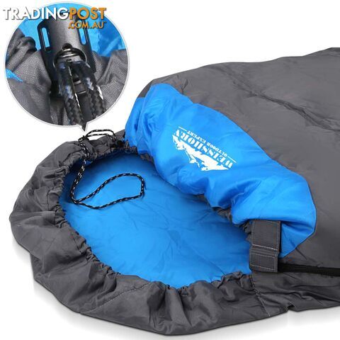 Single Camping Envelope Sleeping Bag Blue Grey