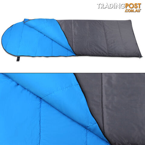 Single Camping Envelope Sleeping Bag Blue Grey