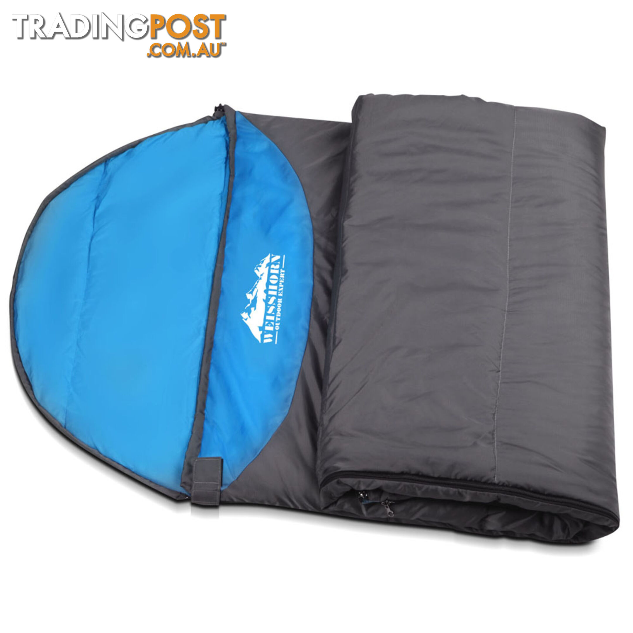 Single Camping Envelope Sleeping Bag Blue Grey