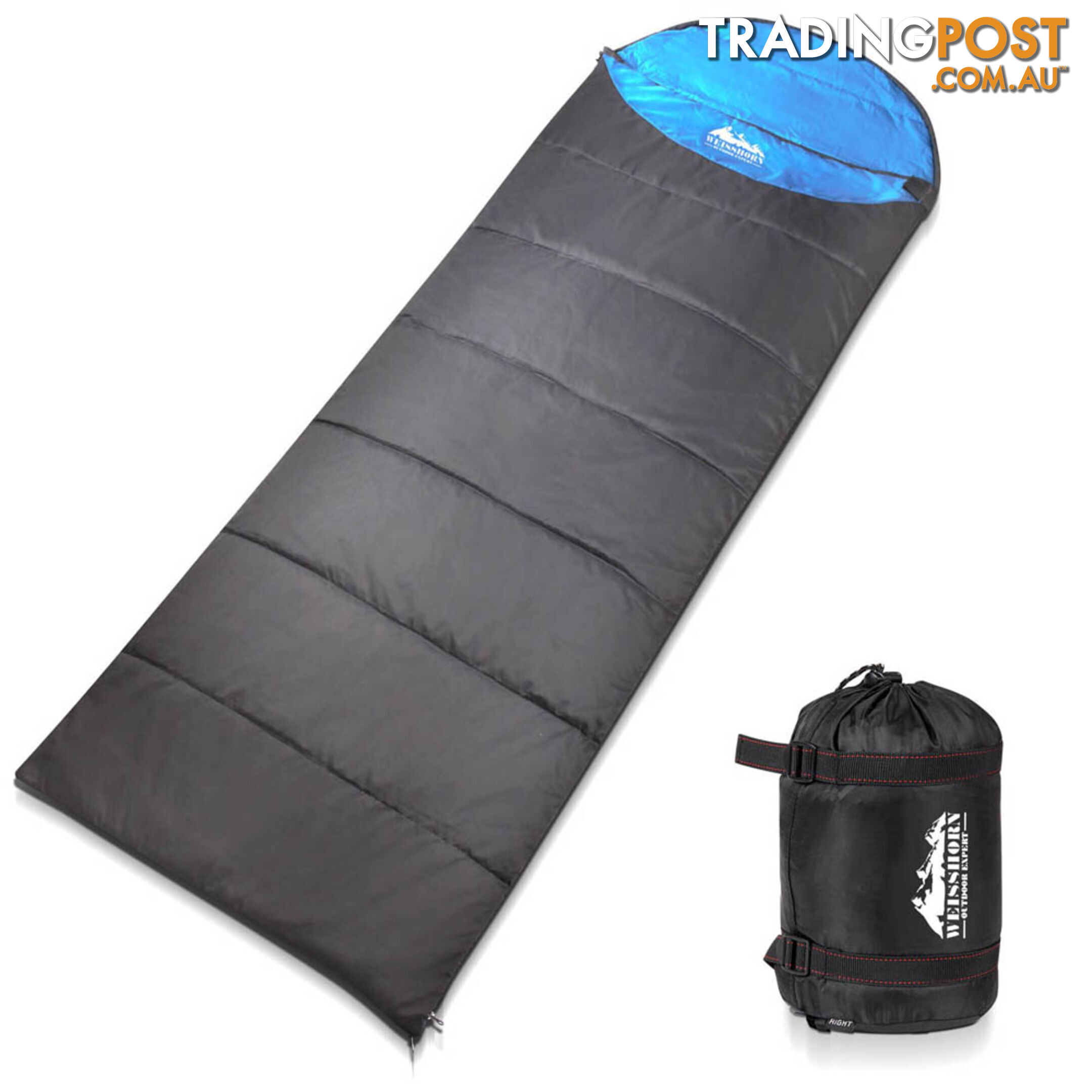 Single Camping Envelope Sleeping Bag Blue Grey