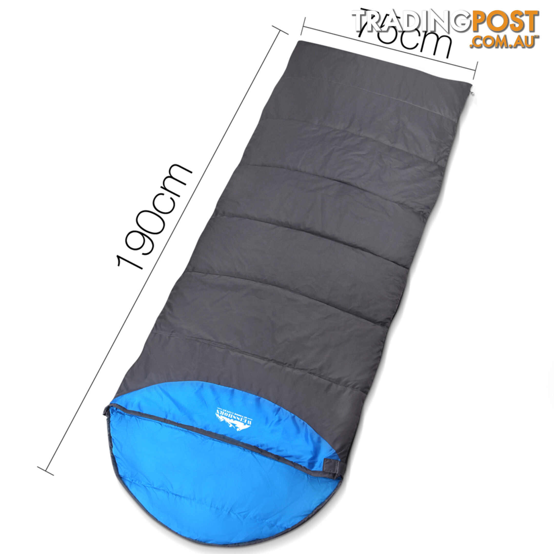 Single Camping Envelope Sleeping Bag Blue Grey