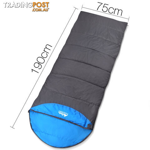 Single Camping Envelope Sleeping Bag Blue Grey