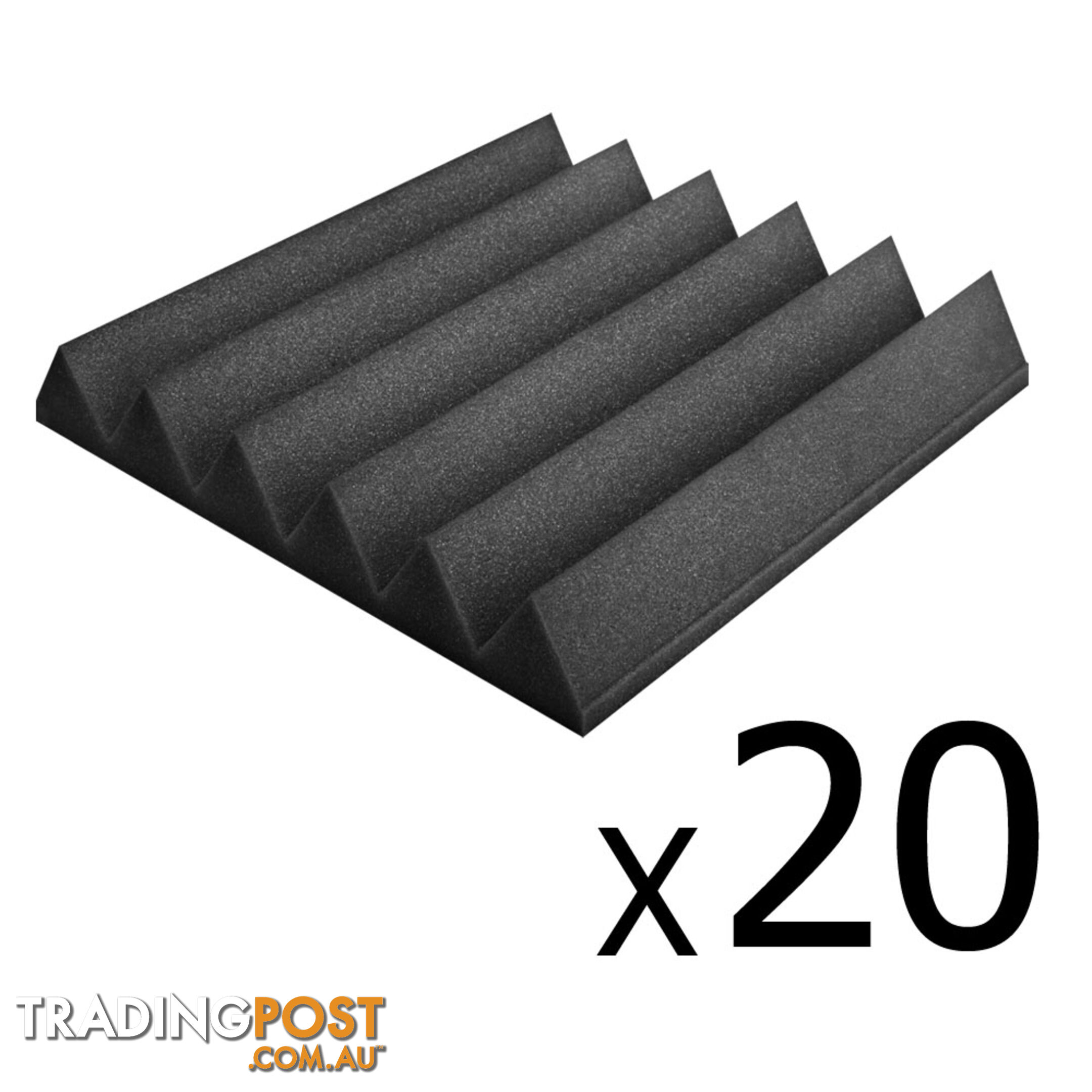 Set of 20 Studio Wedge Acoustic Foam Charcoal 30 x 30cm