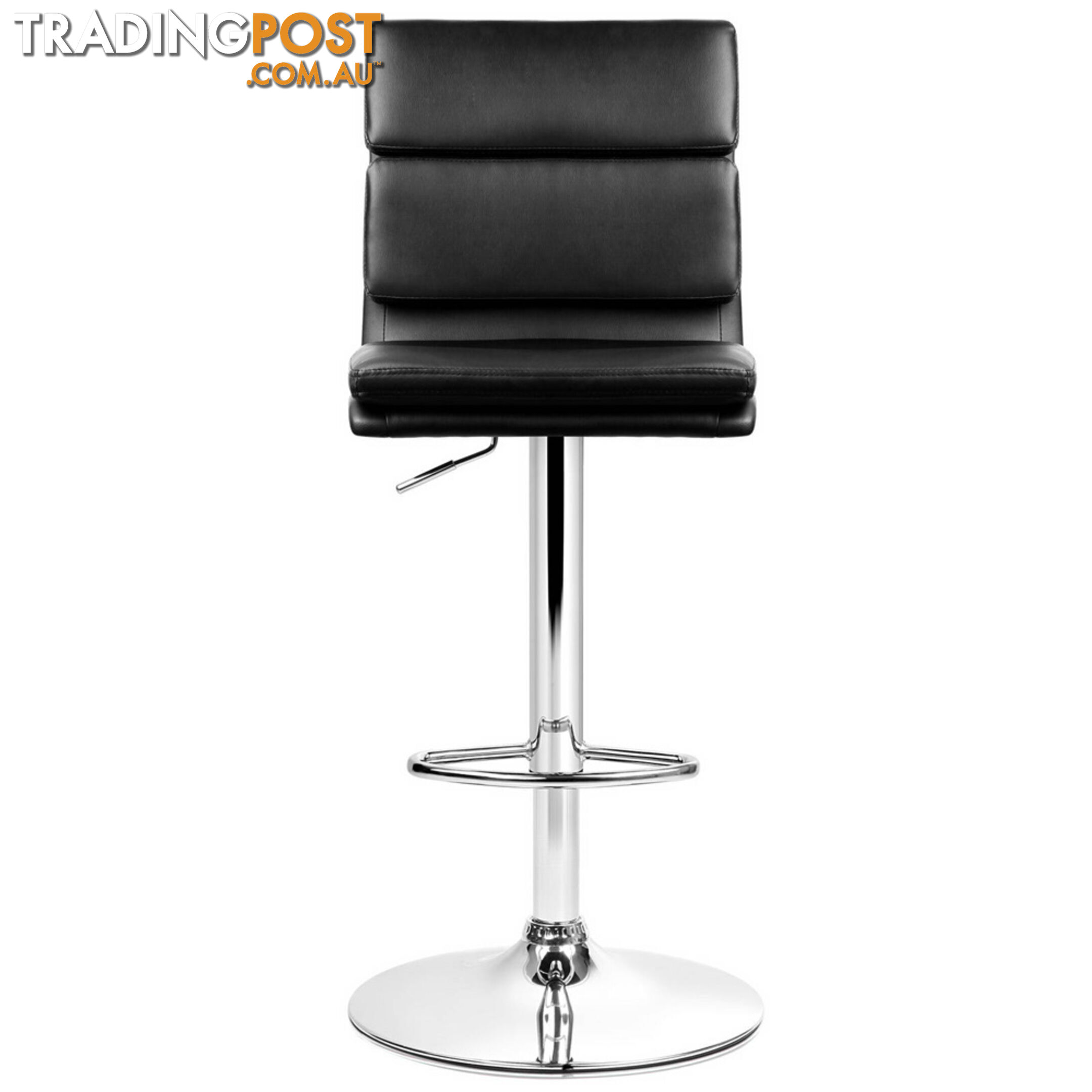 Set of 2 PU Leather Bar Stools - Black