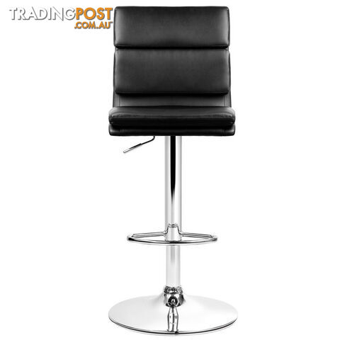 Set of 2 PU Leather Bar Stools - Black