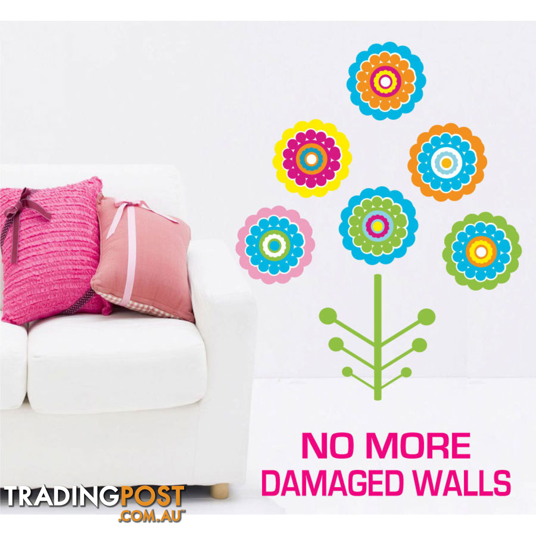 Medium Size Colourful Flower Tree Wall Stickers - Totally Movable