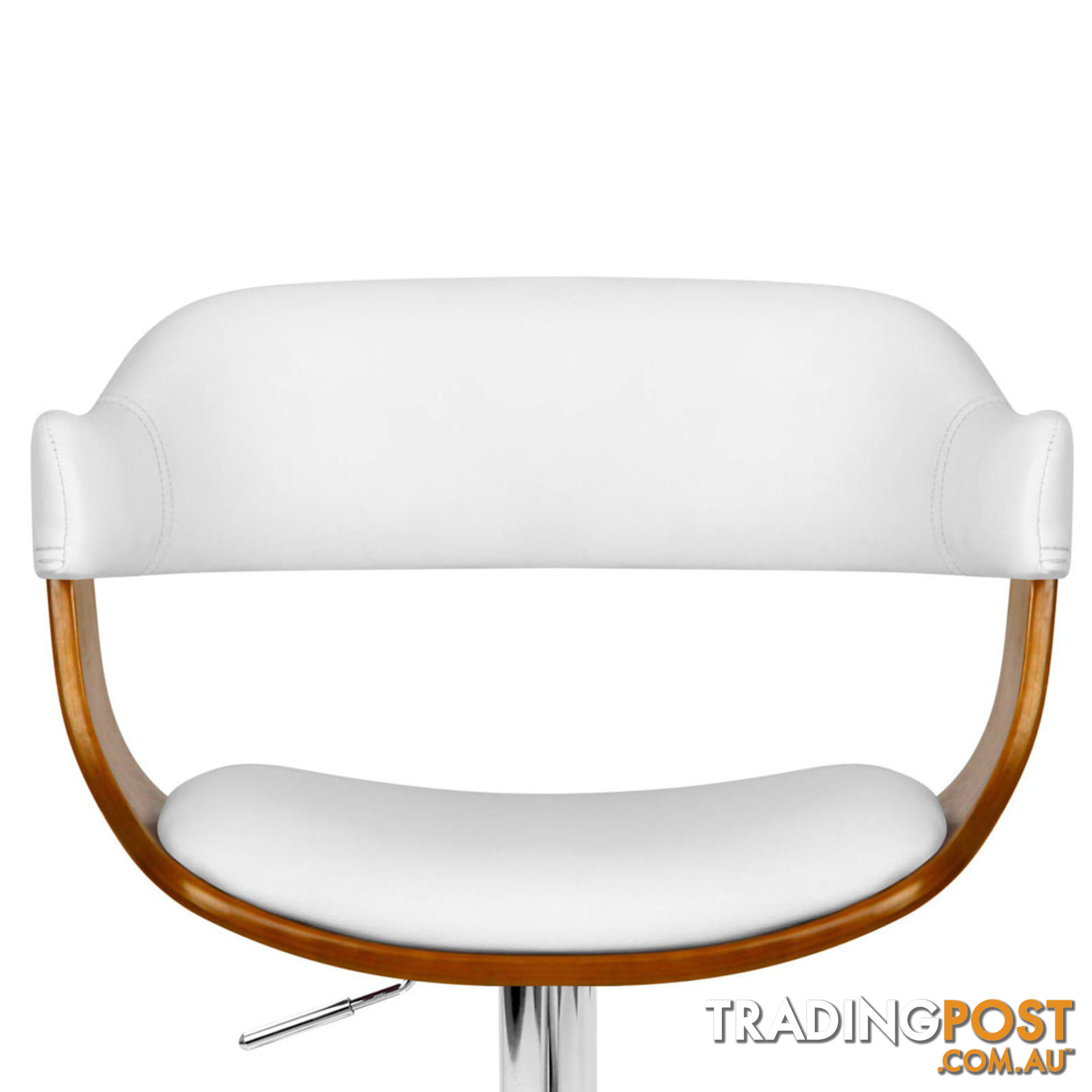 Wooden Bar Stool with White PU Leather