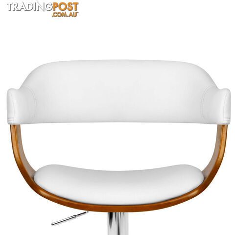 Wooden Bar Stool with White PU Leather