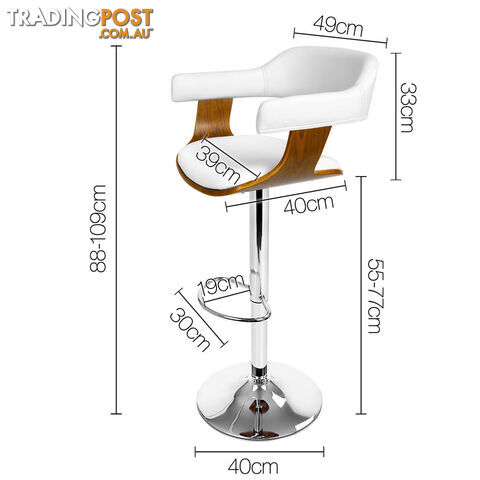 Wooden Bar Stool with White PU Leather