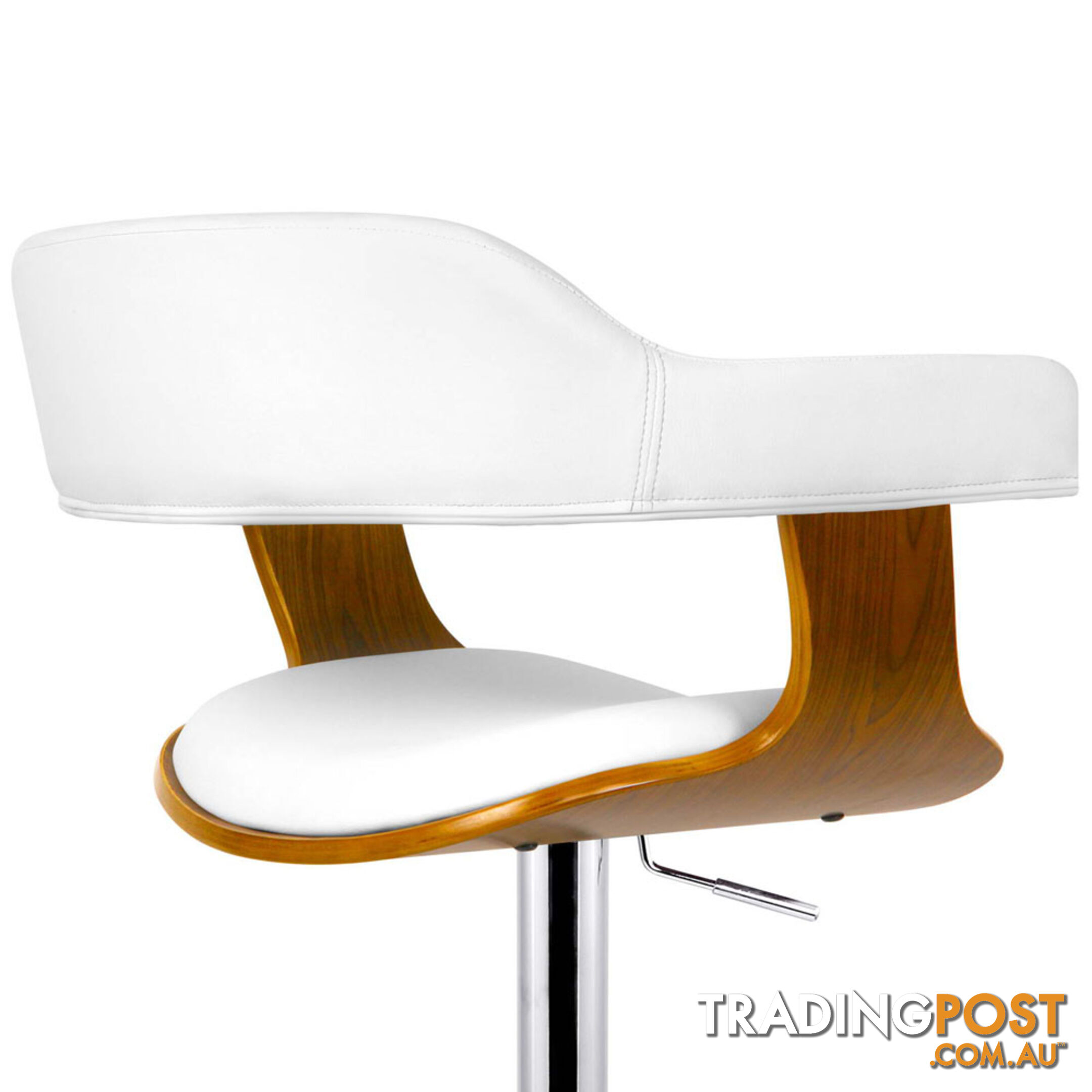 Wooden Bar Stool with White PU Leather