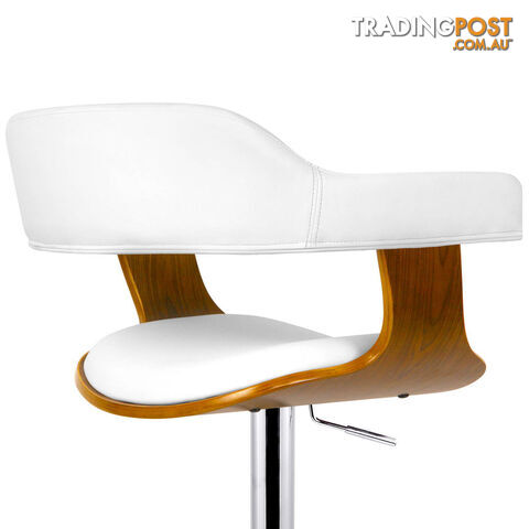 Wooden Bar Stool with White PU Leather