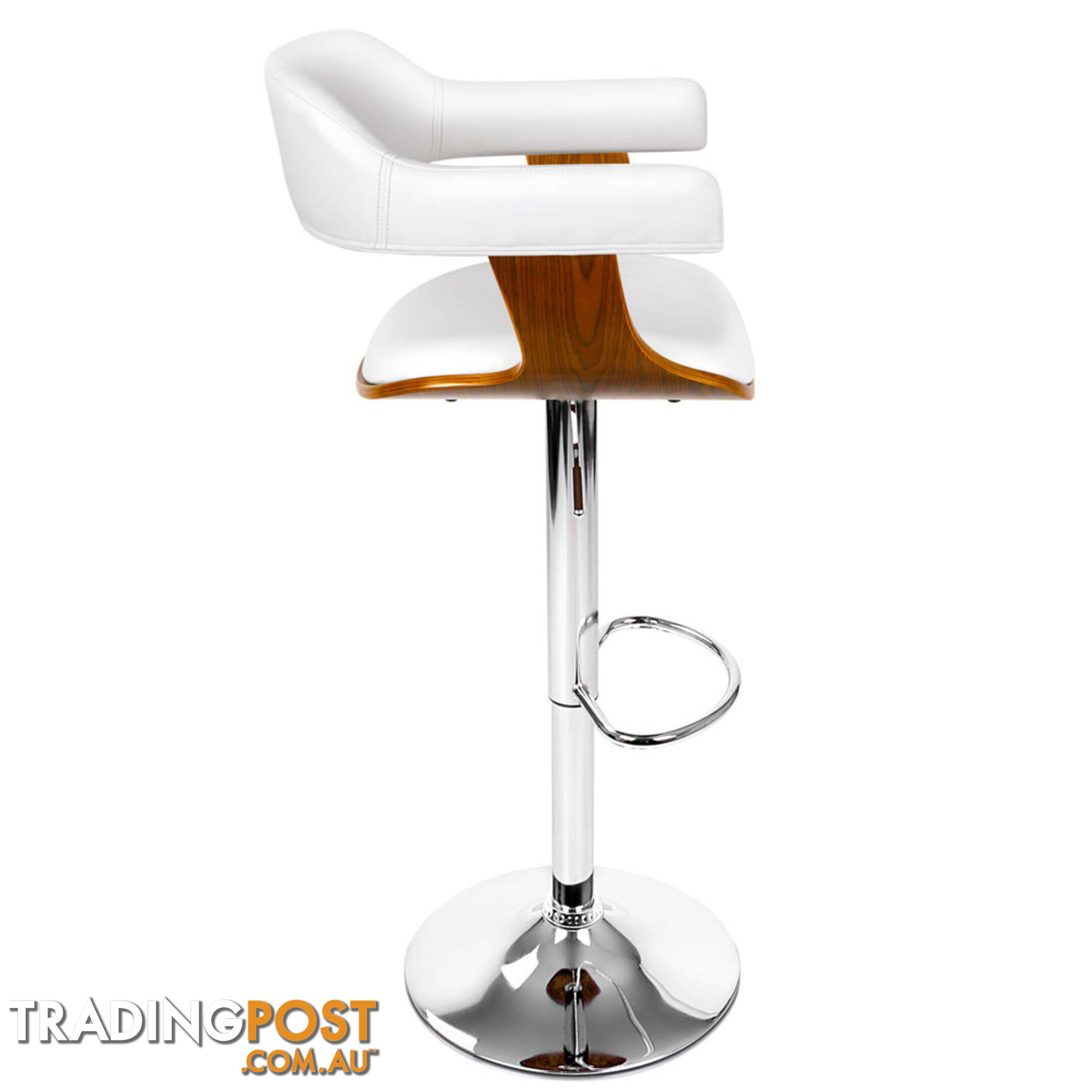 Wooden Bar Stool with White PU Leather