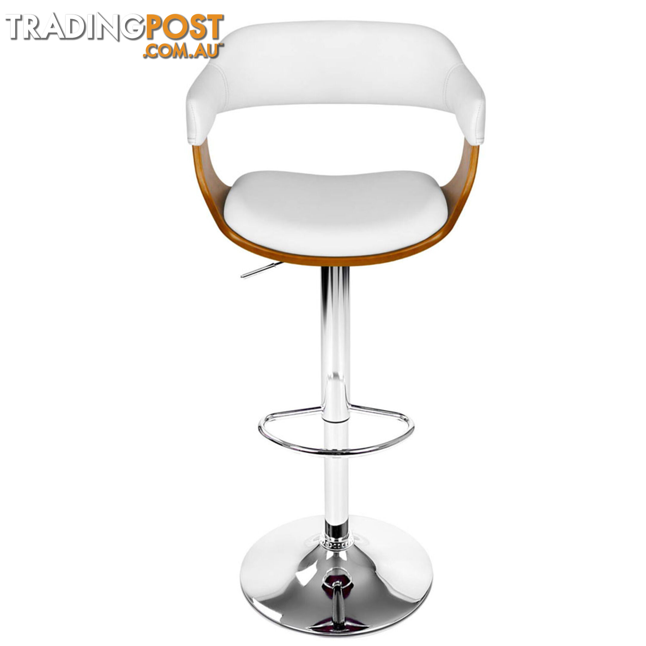 Wooden Bar Stool with White PU Leather