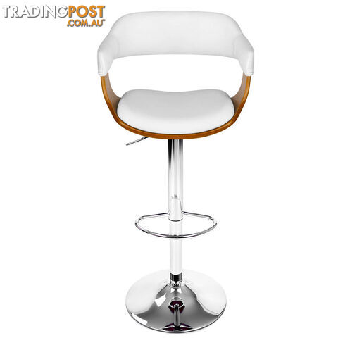 Wooden Bar Stool with White PU Leather