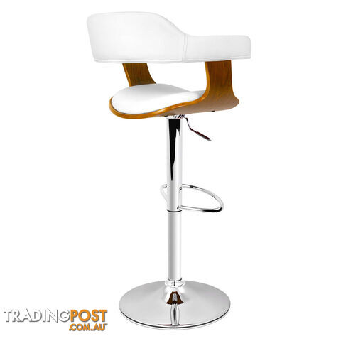 Wooden Bar Stool with White PU Leather