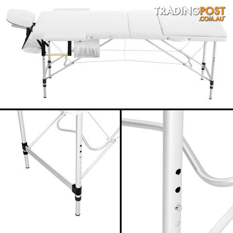 Portable Aluminium 3 Fold Massage Table Chair Bed White 60cm