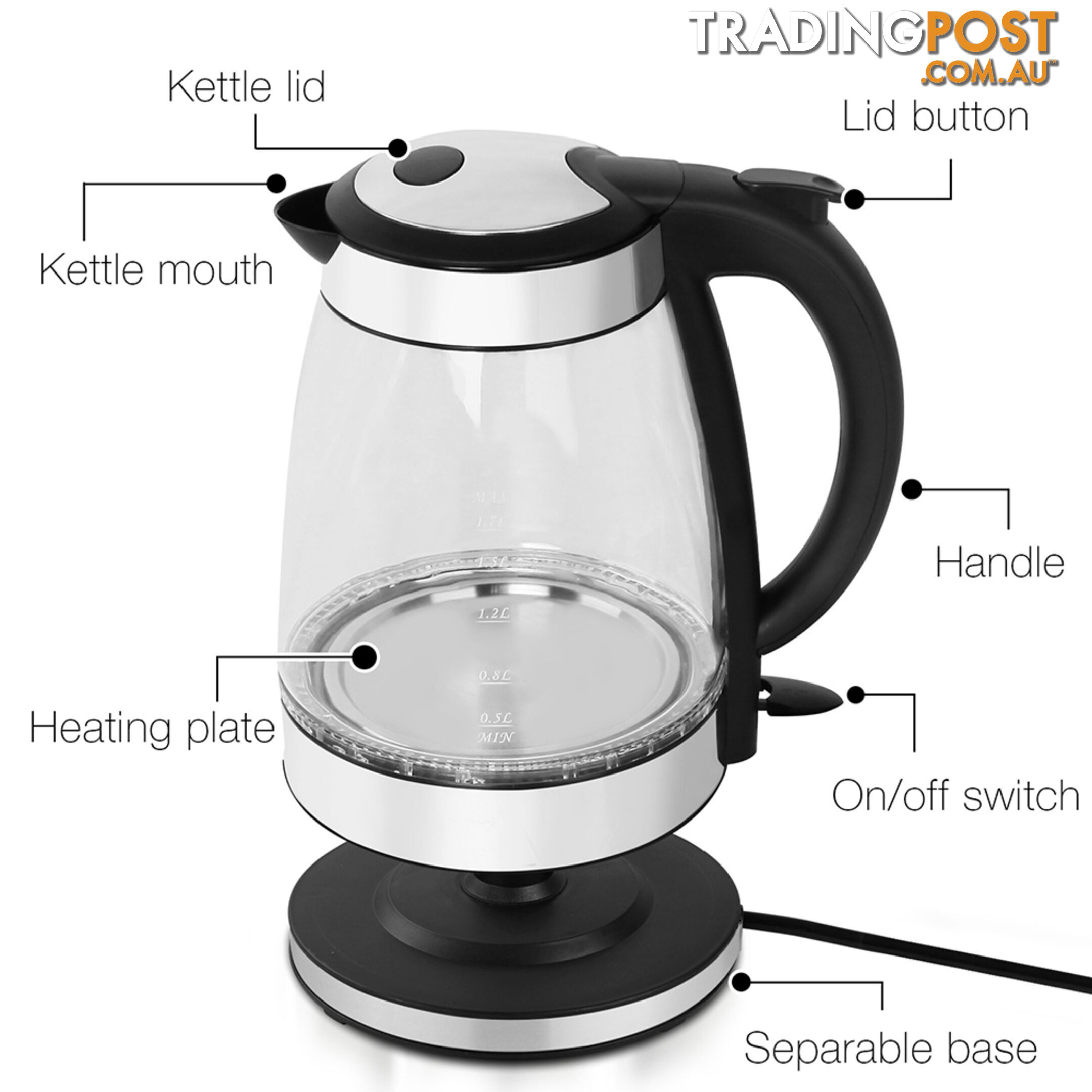 LED Cordless Glass Kettle _ÑÐ 1.7L