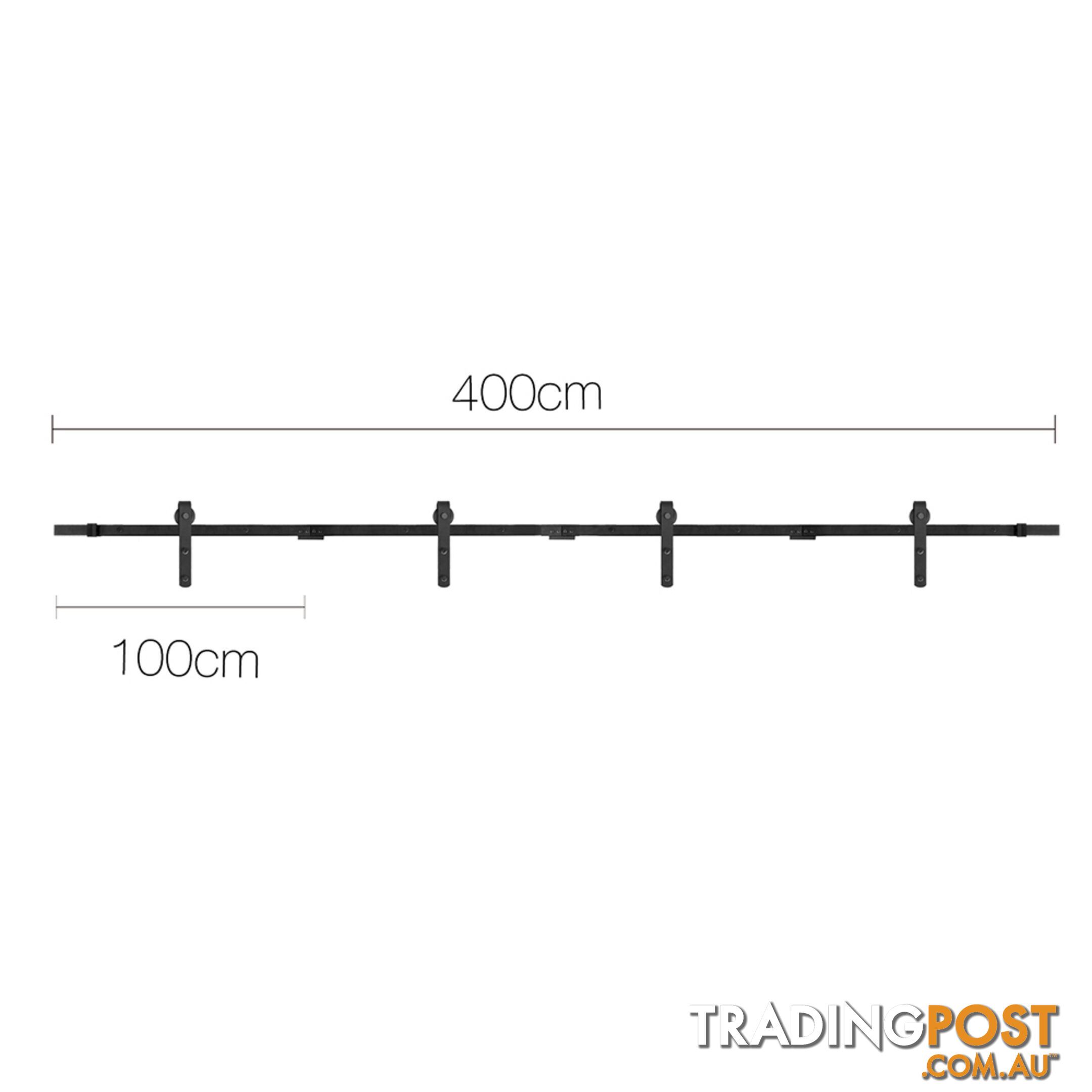 Sliding Barn Door Hardware Track Set Powder Coat Steel Black - 4M