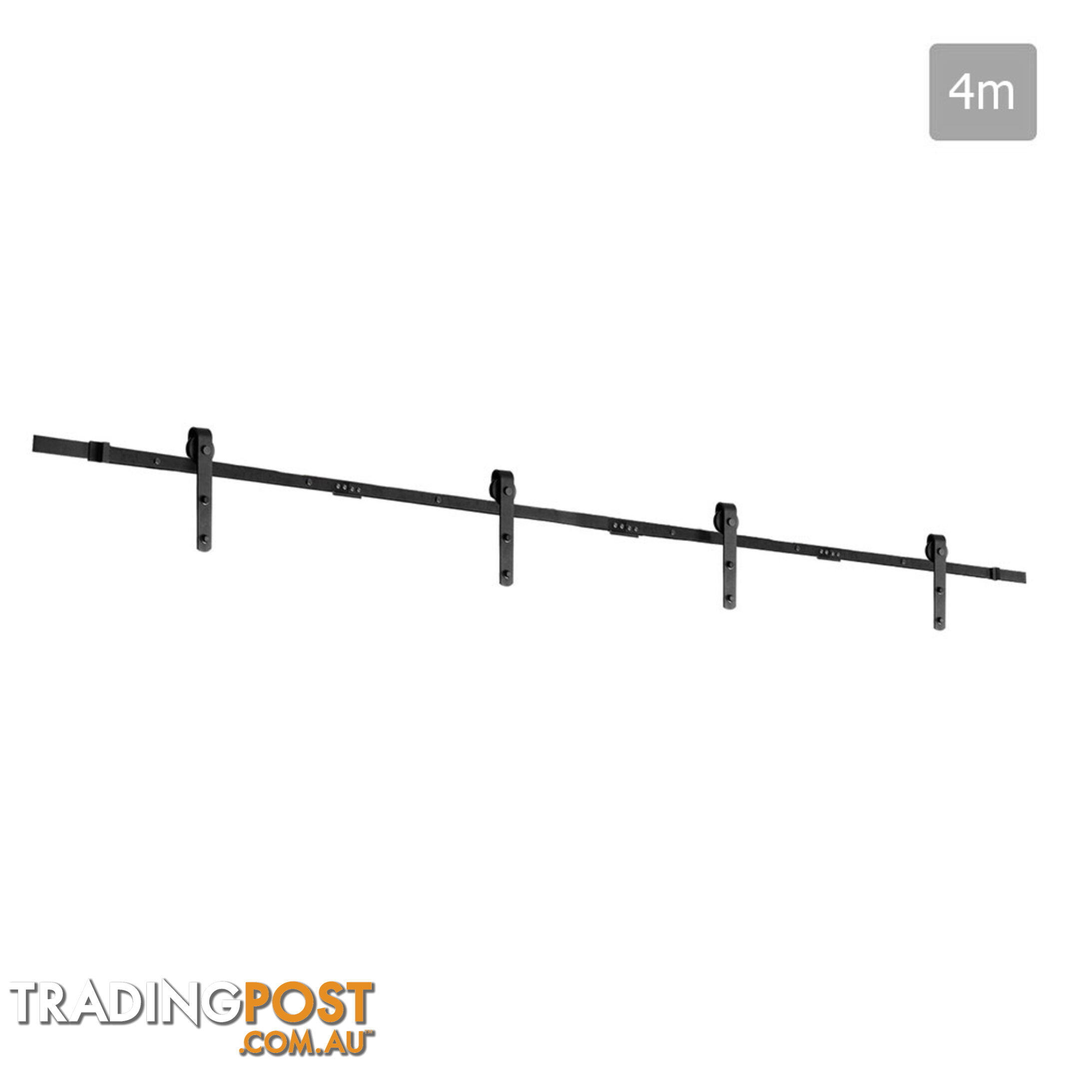 Sliding Barn Door Hardware Track Set Powder Coat Steel Black - 4M