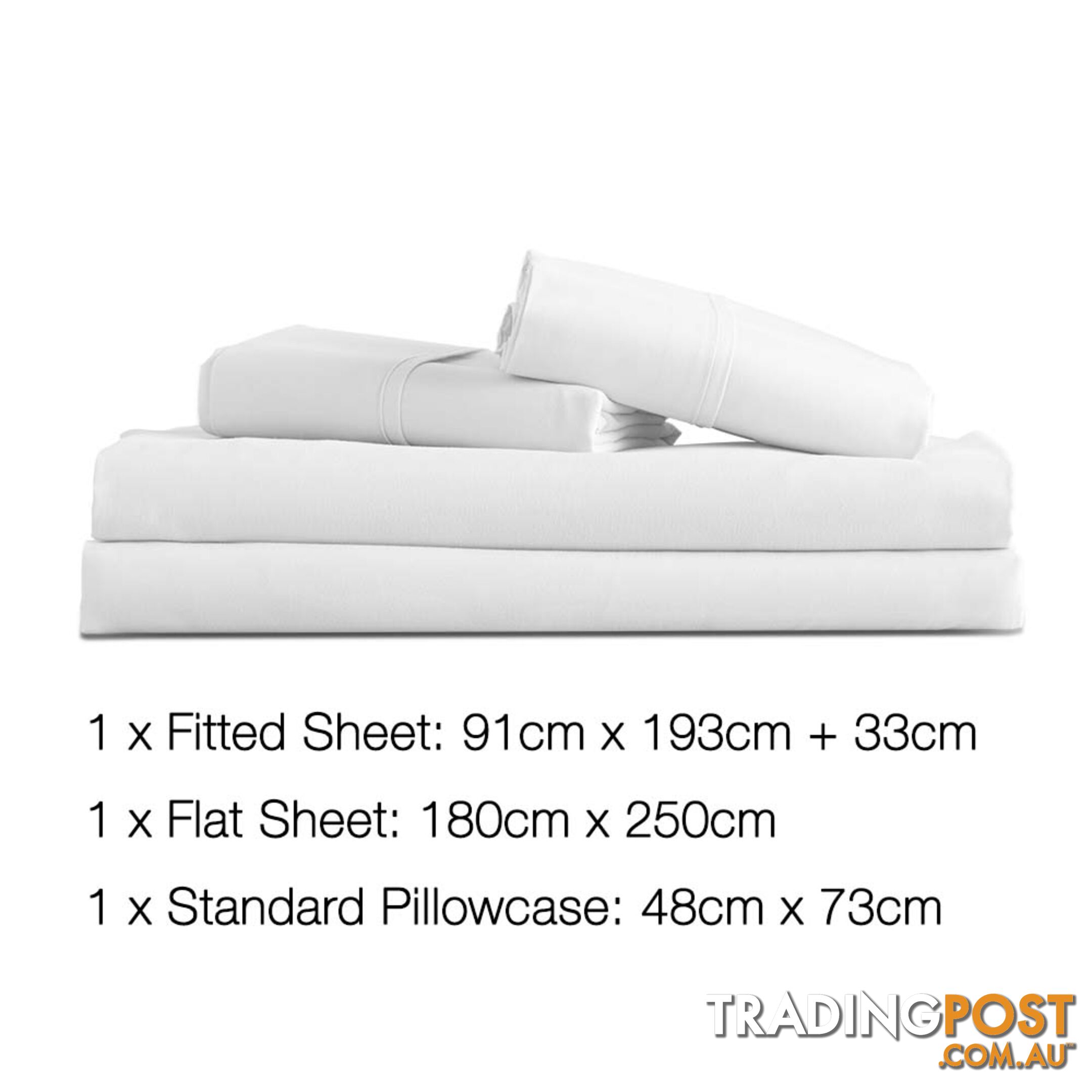 3 Piece Microfibre Sheet Set Single _ÑÐ White