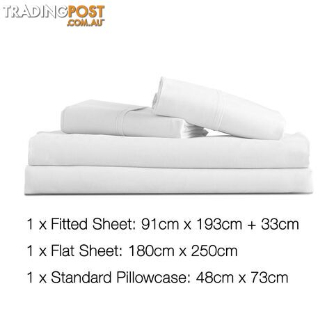 3 Piece Microfibre Sheet Set Single _ÑÐ White