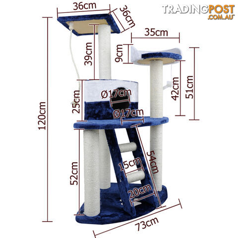 Cat Scratching Poles Post Furniture Tree House Condo Blue White