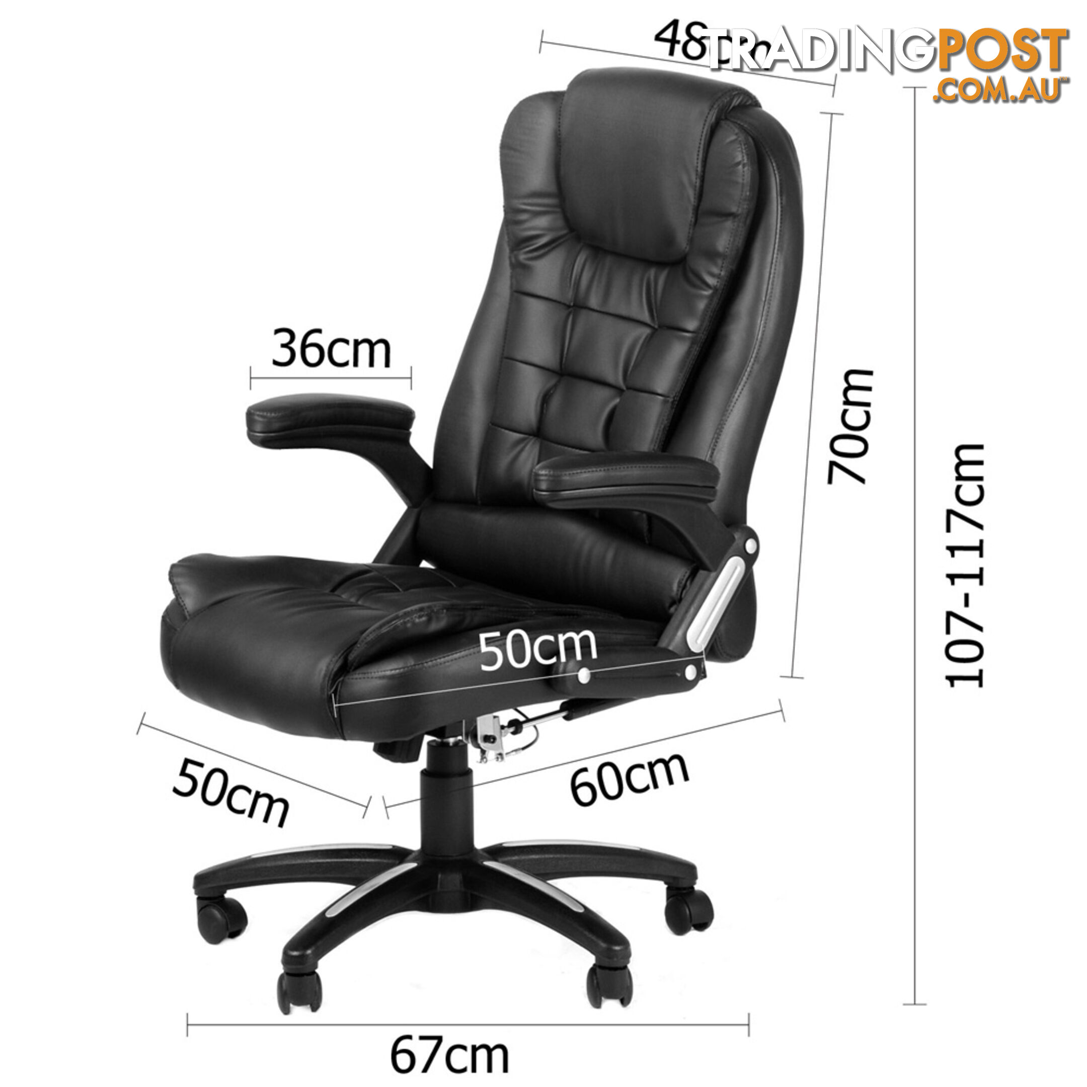 8 Point Massage Executive PU Leather Office Computer Chair Black