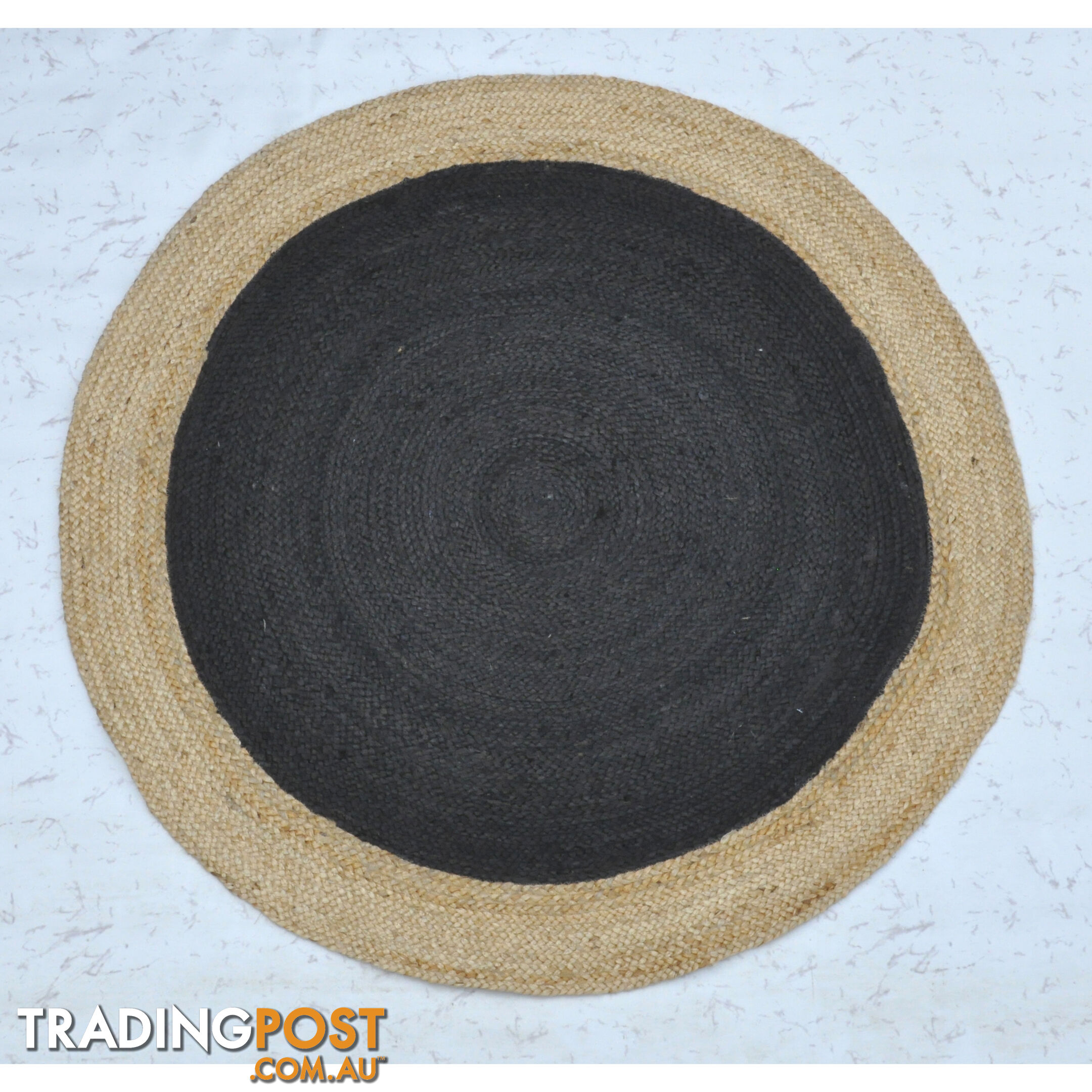 Jute Round Black Rug Black & Natural 200x200cm