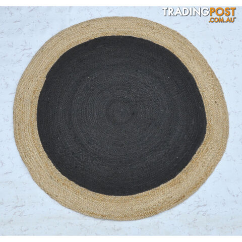 Jute Round Black Rug Black & Natural 200x200cm