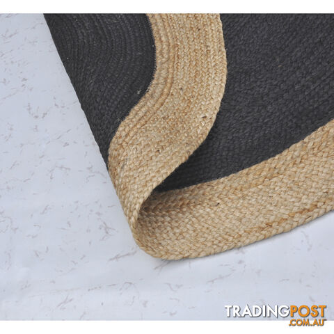 Jute Round Black Rug Black & Natural 200x200cm