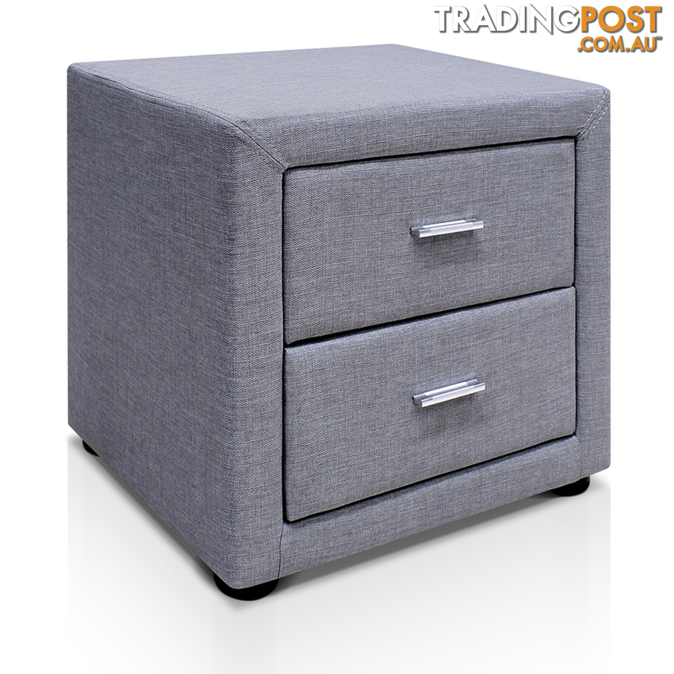 Fabric Bedside Table - Grey