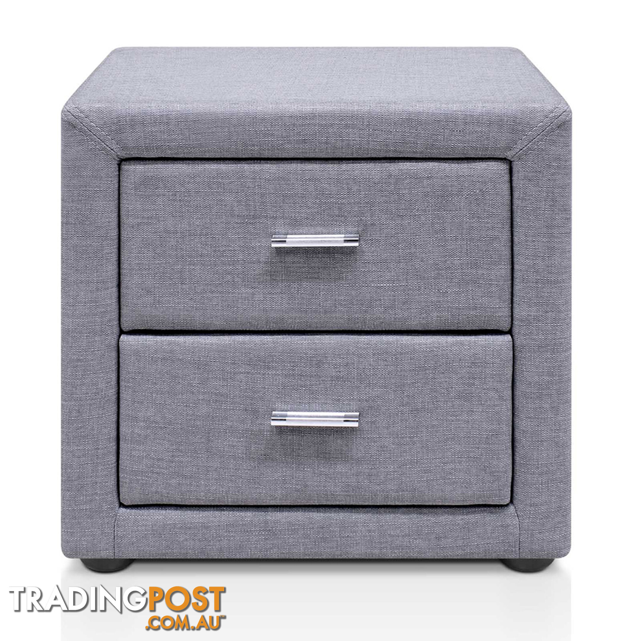 Fabric Bedside Table - Grey