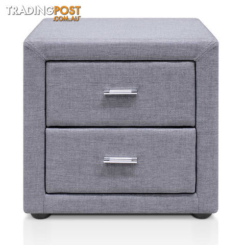 Fabric Bedside Table - Grey