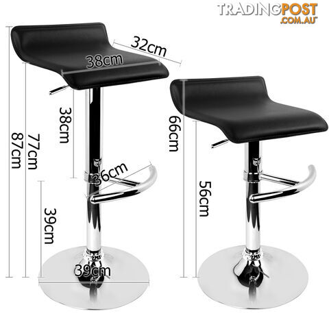Set of 2 PVC Leather Kitchen Bar Stool Black - photo 2 of 9