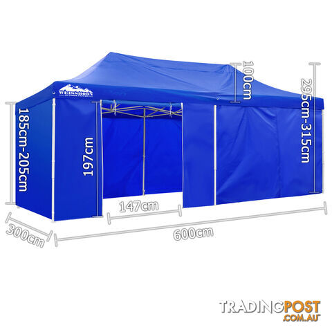 3m x 6m Folding Outdoor Gazebo Marquee Blue - photo 2 of 8