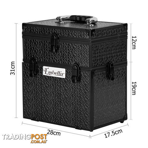 Portable Cosmetic Beauty Make Up Carry Case Box Crocodile Black