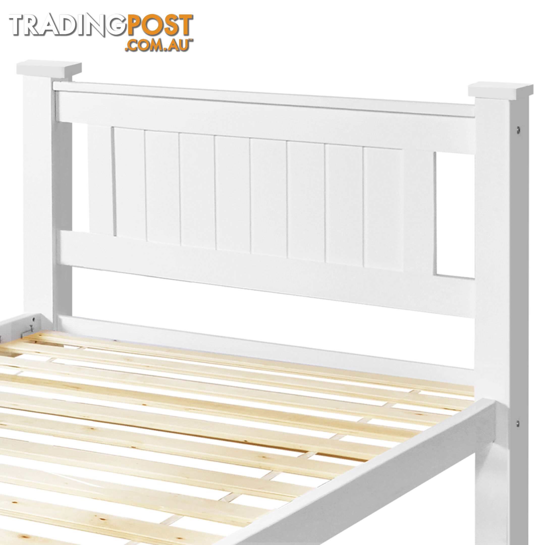 Wooden Bed Frame Pine Wood Single White