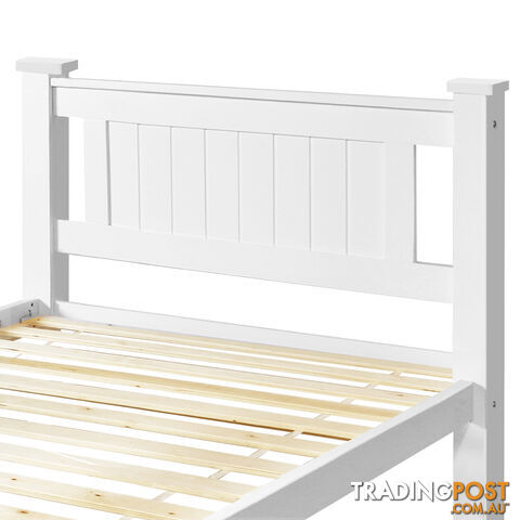 Wooden Bed Frame Pine Wood Single White