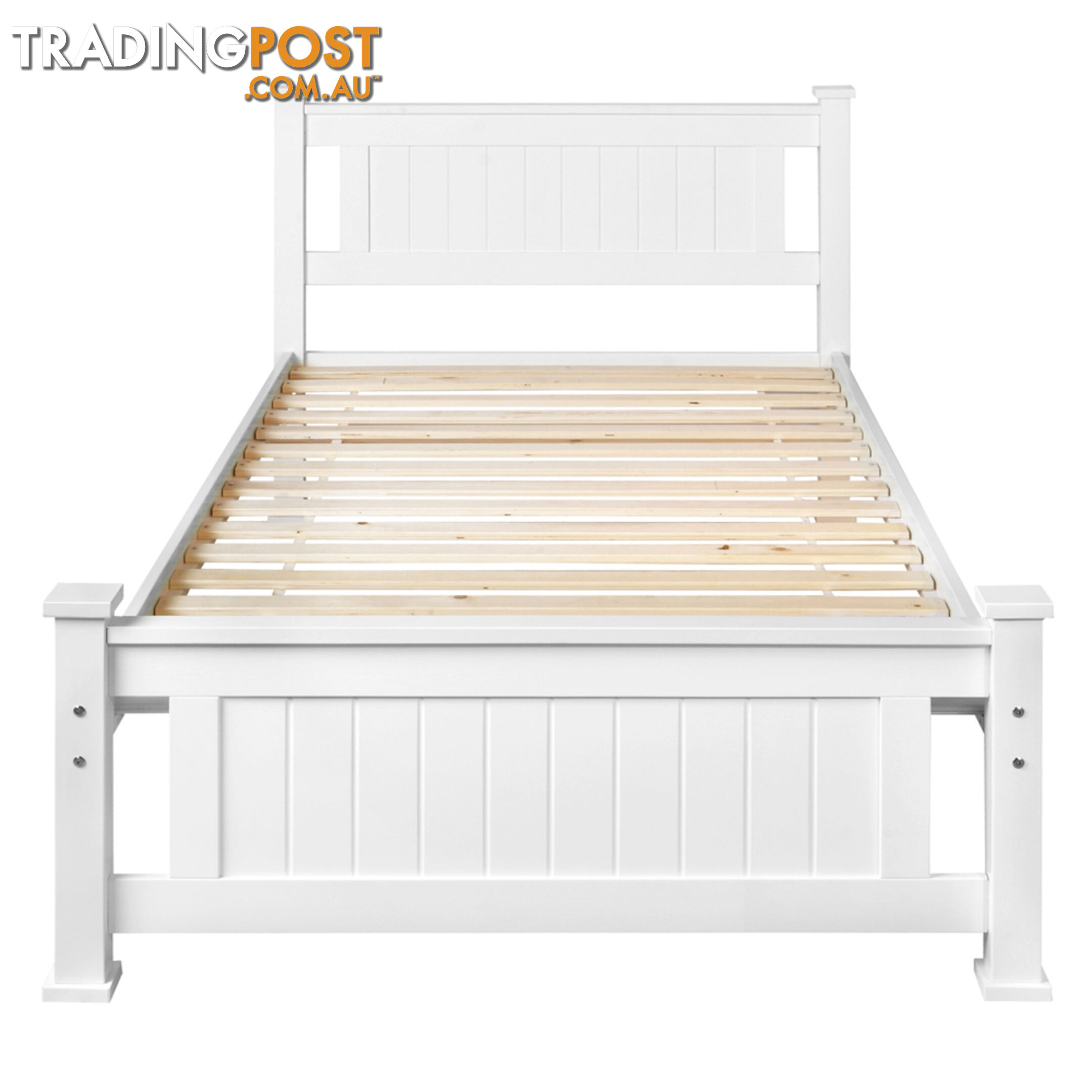 Wooden Bed Frame Pine Wood Single White