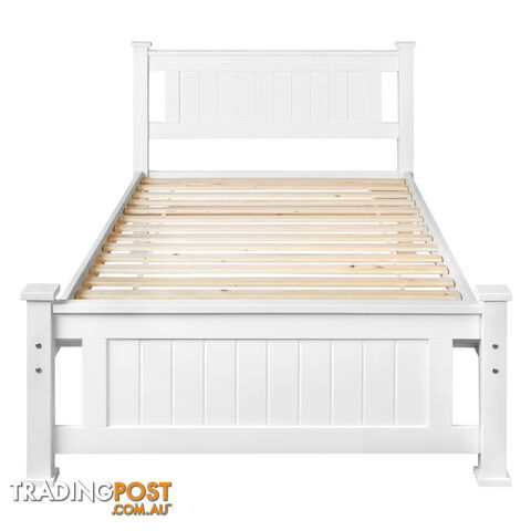 Wooden Bed Frame Pine Wood Single White