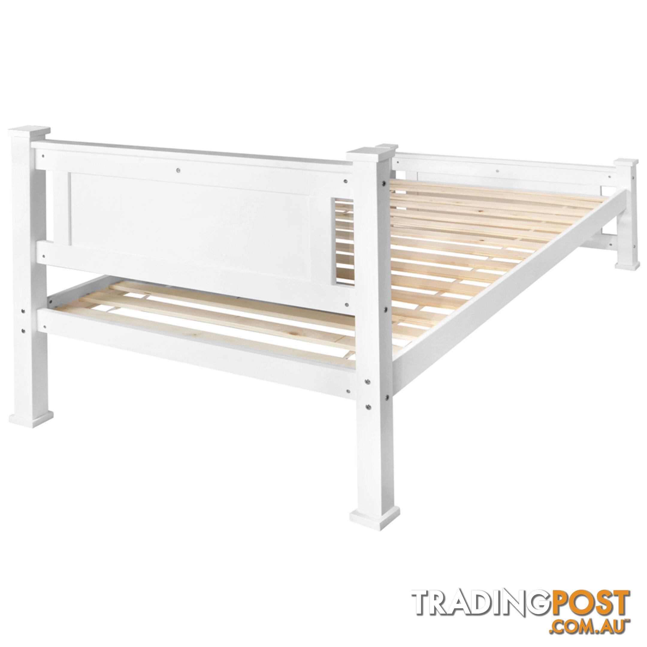 Wooden Bed Frame Pine Wood Single White