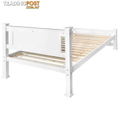 Wooden Bed Frame Pine Wood Single White