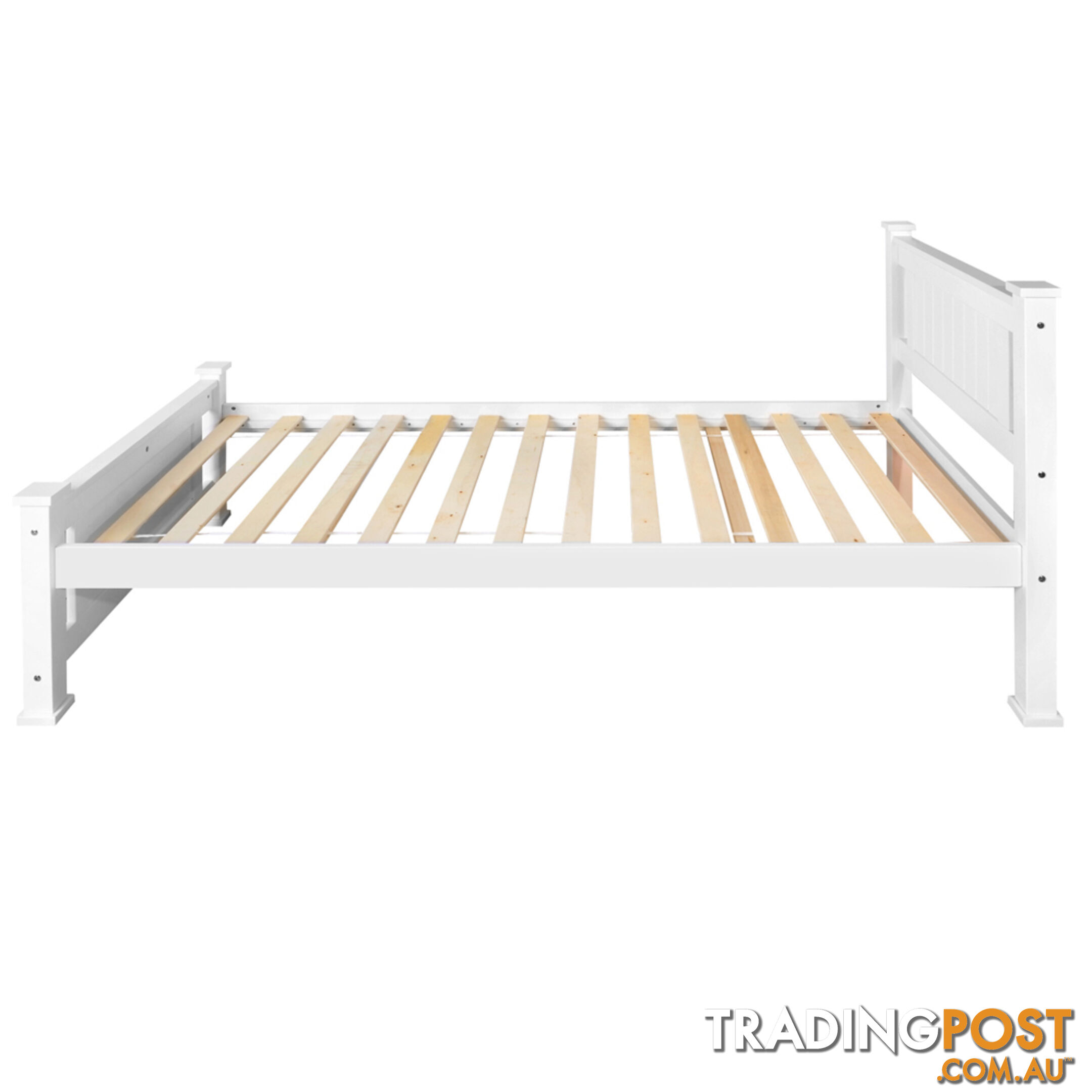 Wooden Bed Frame Pine Wood Single White