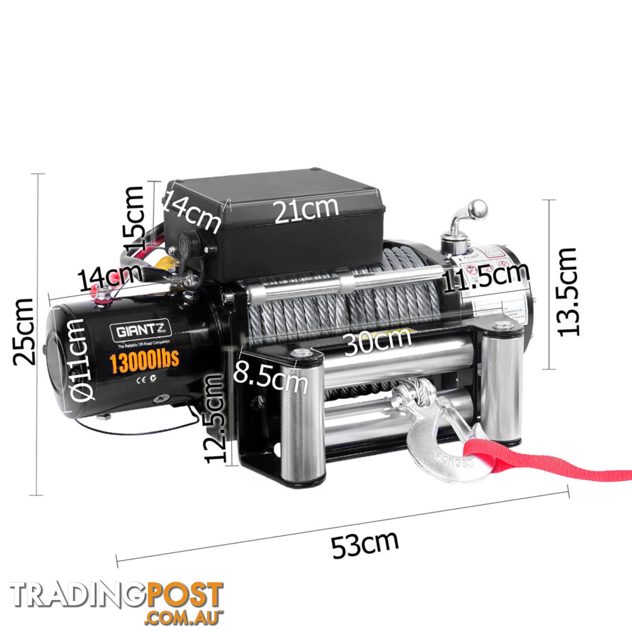 12V 13000 LBS Wireless Steel Cable Electric Winch