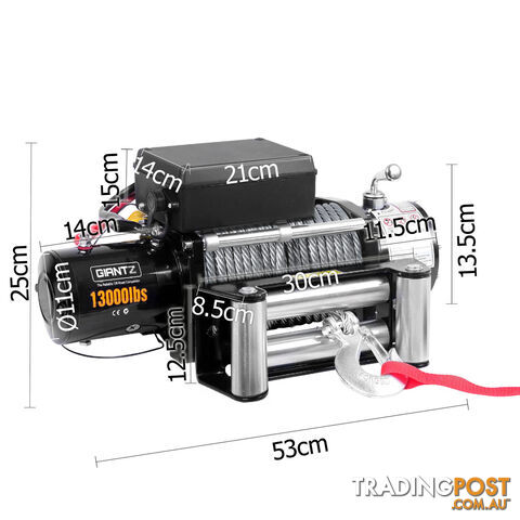 12V 13000 LBS Wireless Steel Cable Electric Winch