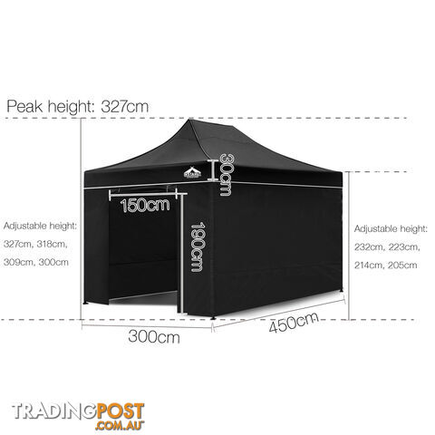 3x4.5 Pop Up Gazebo Hut with Sandbags Black - photo 2 of 12
