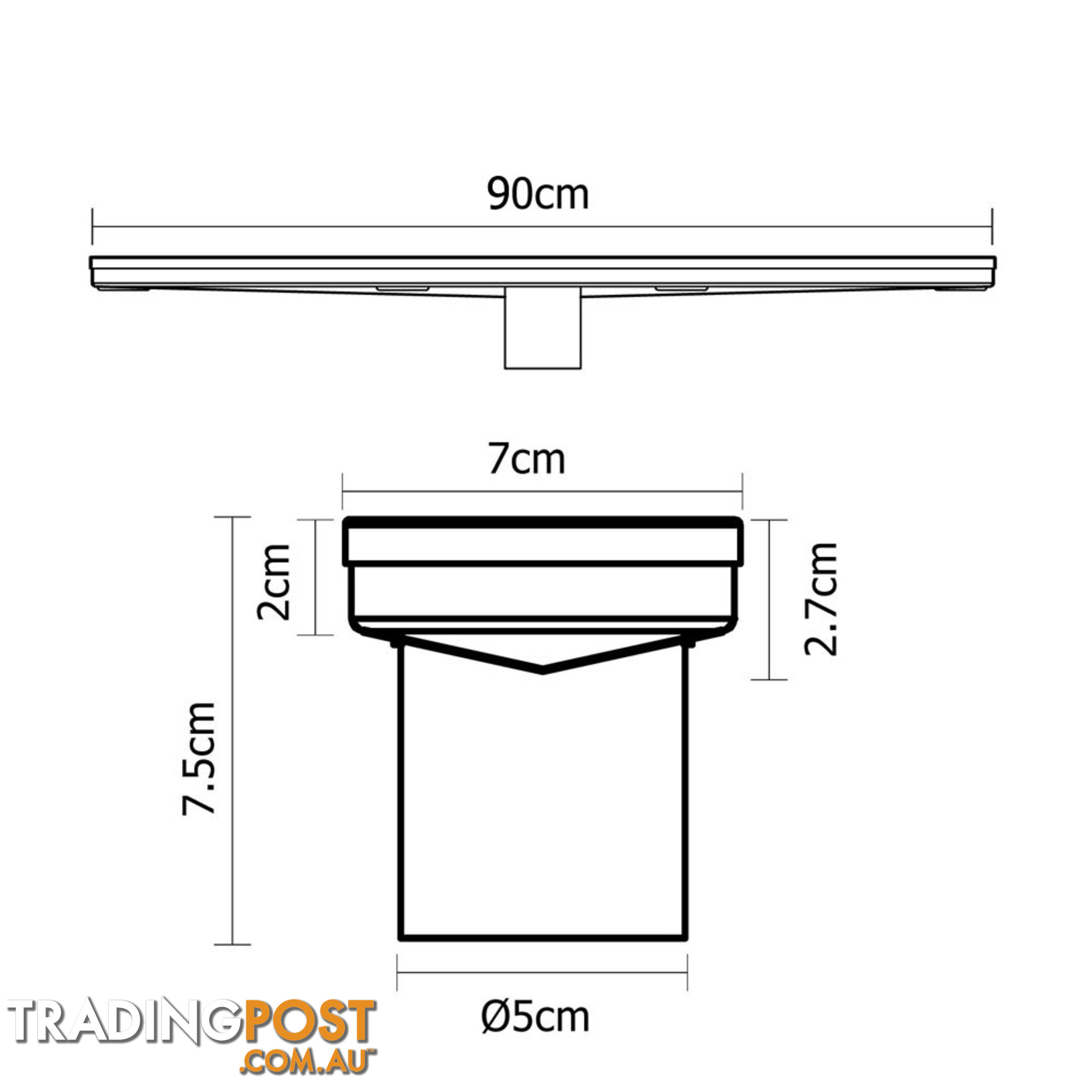 Wave Line Stainless Steel Shower Grate Drain Floor Bathroom 900mm