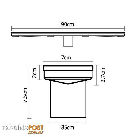 Wave Line Stainless Steel Shower Grate Drain Floor Bathroom 900mm