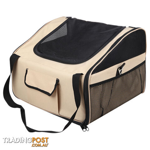 Pet Dog Cat Car Seat Carrier Travel Bag Large Beige