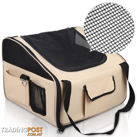 Pet Dog Cat Car Seat Carrier Travel Bag Large Beige